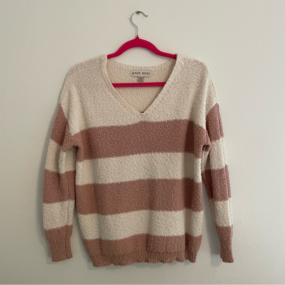 Knox Rose pink and white striped sweater